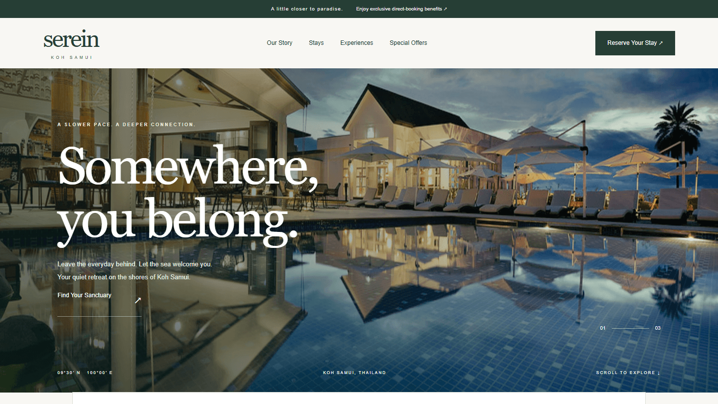 ภาพหน้าจอของ Serein Koh Samui — Hotel Website Demo
